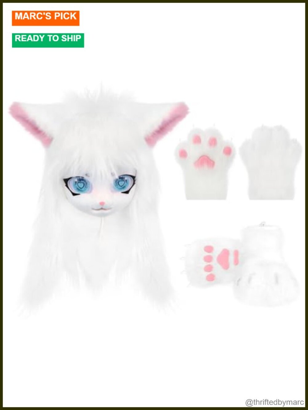 Faux Fur Cat Paw Gloves Mask Shoes Cosplay Costume Set